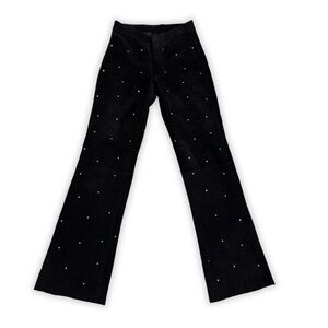 Maxima Wilson Leather Black Suede Rhinestone Pants Size 2‎